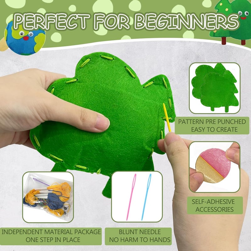 AzReference Nature Sewing Kits for Beginners, DIY 8 Stuffed Forest, Butterfly Making Easy Felt Sewing Fun Craft Set, Educational Learn to Sew Gifts for Kids Age 5 6 7 8 9 10 11 12, Instruction & Felt Materials - Image 4